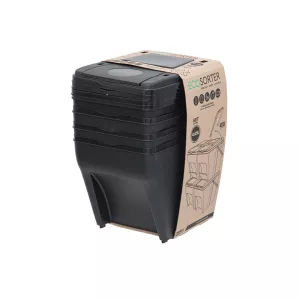 Stohovatelné nádoby ECOSORTER na tříděný odpad - sestava 3 x 25l, antracit