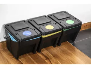 Stohovatelné nádoby ECOSORTER na tříděný odpad - sestava 3 x 25l, antracit Stohovatelné nádoby ECOSORTER na tříděný odpad - sestava 3 x 25l, antracit