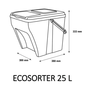 Stohovatelné nádoby ECOSORTER na tříděný odpad - sestava 3 x 25l, antracit Stohovatelné nádoby ECOSORTER na tříděný odpad - sestava 3 x 25l, antracit