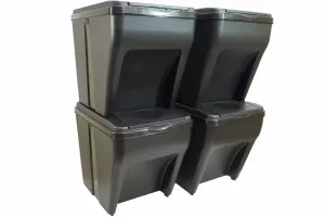 Stohovatelné nádoby ECOSORTER na tříděný odpad - sestava 3 x 25l, antracit Stohovatelné nádoby ECOSORTER na tříděný odpad - sestava 3 x 25l, antracit